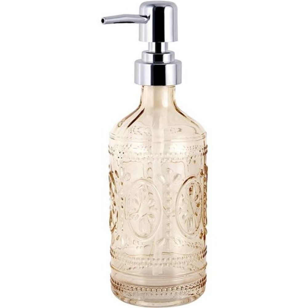 3-Piece Floral Hedge Tinted Glass Bathroom Accessory Set Blush Pink - Picture 2 of 7